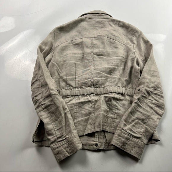 INC International concepts women’s linen beige brown zip up jacket S L62-25 - Picture 2 of 4